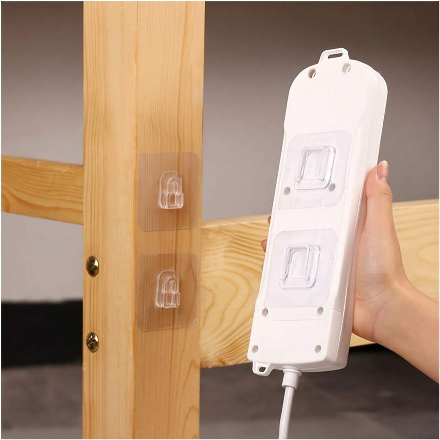 1pc - Practical Hanging Hook - Casual Style, Easy To Install, Multi-Purpose Plastic Bracket, Suitable For Router, Socket, Photo Frame, Remote Control - Waterproof, Applicable For Kitchen, Bedroom, Bathroom, Office, 9 Sets In Total - Clear - View 1