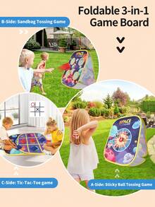 3-In-1 Space Themed Kids Fun Sticky Target Throwing Toy, Indoor & Outdoor Dual Play, Improve Reaction Ability, Easter & Party Game, Throwing Game + Sticky Ball Throwing Game + Tic Tac Toe Game, Interactive Children's Game - Multicolor - View 5