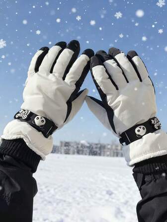 Cute Panda Design Winter Ski Gloves, Warm Insulated Touchscreen Gloves For Skiing, Cycling, Outdoor Activities, Ideal Holiday Gift
