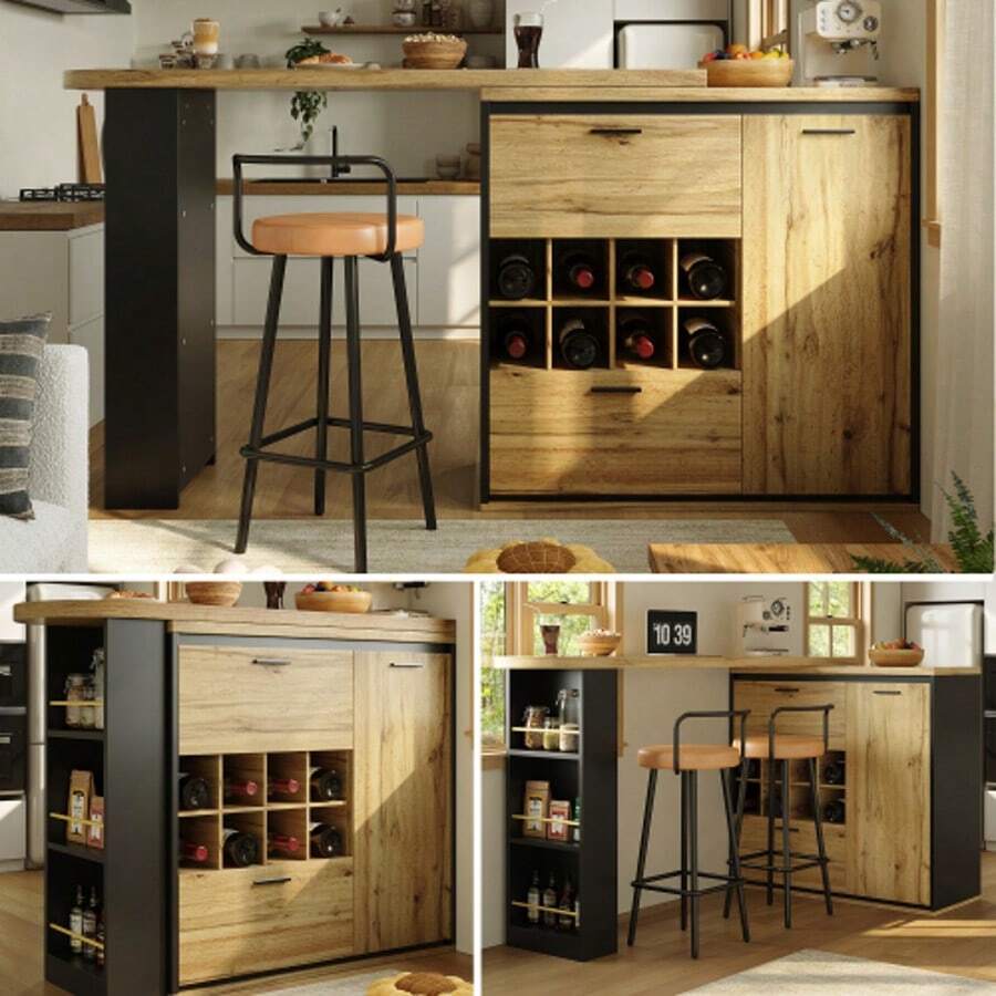 Extendable Dining Table (138 X 39 X 105 Cm), Table, Kitchen Table, Extendable Table, Extendable Up To 220 Cm, Suitable For Kitchen And Living Room, Tabletop With Wood Grain - Wood - View 1