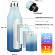 BJPKPK - Botellas de agua aisladas, botella de agua de metal de acero inoxidable de con correa, sin , termo a prueba de fugas, tazas, frascos, botella de agua reutilizable para deportes y(18 onzas Cielo) - Multicolor - Ver 3