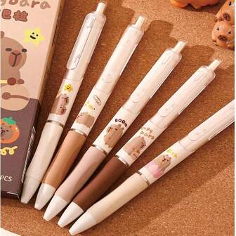 עטי קפיברה נשלפים חמודים עטי ג'ל עט חמוד 0.5 מ"מ עט כתיבה שחור דיו ציוד משרדי קלמר רב שכבתי בעל קיבולת גדולה, מושלם לחזרה לבית הספר ומתנות לחג המולד