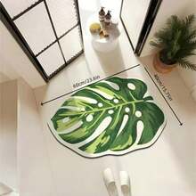 1pc Leaf Design Non-Slip Bath Mat, Super Absorbent Quick Dry Soft Shower Floor Rug, Machine Washable, Suitable For Bathroom, Bedroom, Home Decor, Kitchen And Laundry Room Carpet, Shower Accessories - Multicolor - View 11