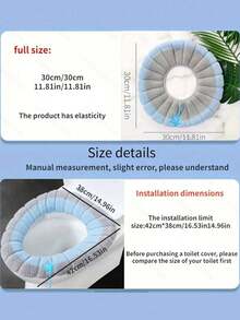 1pc Thickened Toilet Seat Cover, Suitable For All Seasons, Home Use, Knitted Toilet Seat Cushion - Multicolor - View 9