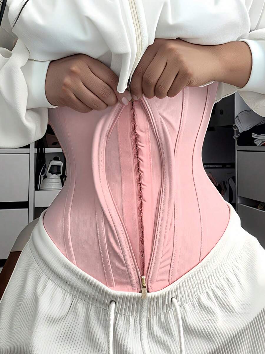 1pc Waist Trainer Belt With Zipper Girdle High Compression Body Shaper Waistband Faja For Women Underbust Corset Latex Waist Cincher,Please Sell One Size Larger - 多色2 - 查看 1