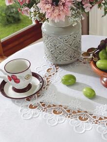 1件100%涤纶提花缎面圆形桌布,配水溶性蕾丝花边,优雅简约的欧式风格,质感高级,适用于方形、圆形餐桌、厨房圆形餐桌、会议桌、书桌、咖啡桌、梳妆台、餐垫、家居装饰、桌旗,也适用于客厅、卧室、庭院、室内/室外家具、露营、别墅、节日、聚会、橱柜、家庭聚会、节日装饰、派对、婚礼等各种场合,四季皆宜,多种尺寸可选 - 白色 - 查看 10