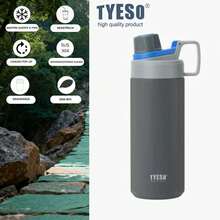 TYESO 900ML (30OZ) Vacuum Insulated Water Bottle With Carrying Handle, Iridescent Colors. Stainless Steel Coffee Cup With Straw, Thermal Bottle, Thermal Cup, 100% Leak-Proof, Keeps Temperature For 24 Hours For Hot/Cold Drinks Or 10 Hours For Hot Drinks. Suitable For Water, Iced Tea, Coffee, Smoothies And Other Beverages. An Ideal Choice For Festive Or Birthday Gifts. - 灰色的 - 查看 2