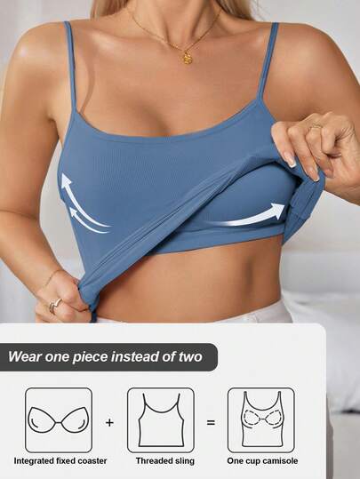 Nuevo BASICS Moda Mujer con Acolchado Incorporado Tirantes Ajustables Camiseta de Tirantes Acolchada Camiseta Cami Ropa Sujetador Corto Bralette