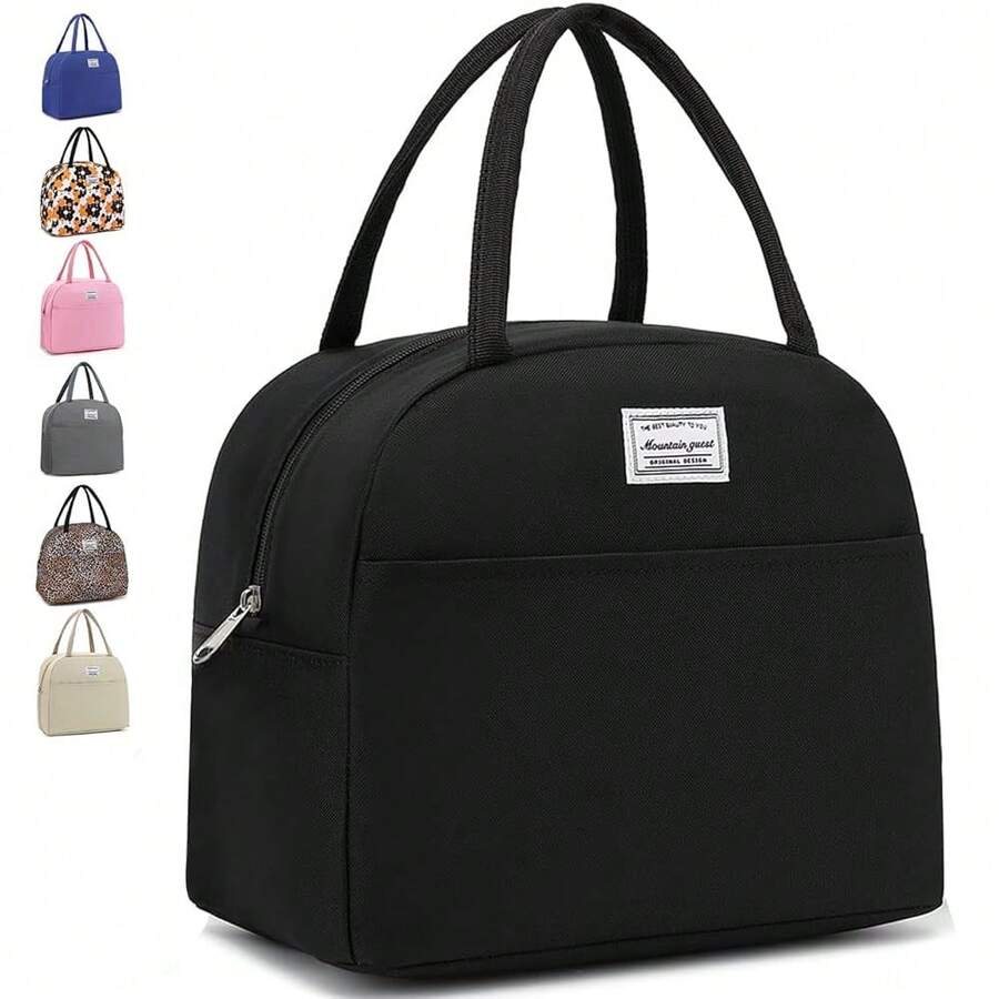Lunch Bag Women & Men,Insulated Cooler Lunch Box Adult Water Resistant Lunch Tote Bag Shoulder Strap Not Included,Black - Black - View 1