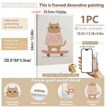 1幅装裱帆布墙画，可爱粉色小熊儿童房装饰画，生动的动物插画，适合女孩房、儿童房、婴儿房、游戏室装饰，防水。派对装饰礼物、生日礼物、女孩卧室婴儿用品、男孩礼物、婴儿房装饰 - 彩色 - 查看 12