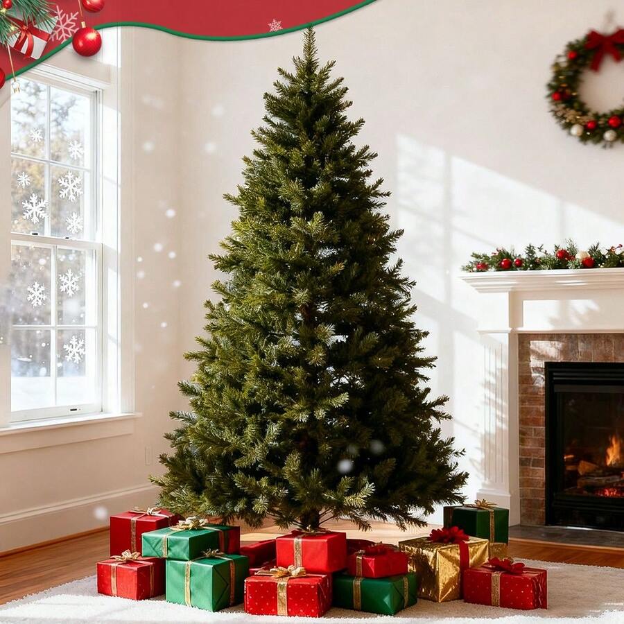 FARSEE  Árbol de Navidad artificial verde de 180/210/240 cm con soporte plegable - Estructura de metal de estilo vintage, sin necesidad de montaje, perfecto para decoraciones, árbol de navidad grande, árbol de navidad plegable