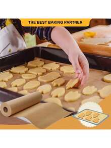 1 Roll Unbleached Baking Parchment Paper - Non-Stick Silicone Baking Paper, Suitable For Cooking, Grilling, Roasting, Air Fryer And Steaming - Bulk Pack, Ideal For Home And Commercial Kitchens, Non-Stick Baking Paper, Essential Kitchen Accessory, Kitchen Gadget. - Multicolor - View 3