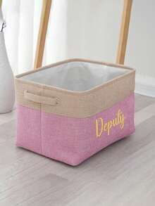 1PC Personalized Customized Storage Basket, Large Size Quilt Storage Box, Dual-Color Faux Linen Storage Bin, Home Storage Basket Laundry Hamper, Suitable For Daily Home Use - Multicolor - View 4