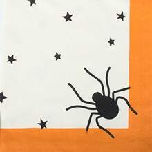 DII Colección de Mesa de Halloween con Estrellas Negras/araña Espeluznante con Borde Naranja sobre Fondo Natural Blanquecino, Lavable a máquina, Camino de Mesa de 14 x 72 Pulgadas(Estrellas negras 132.1 x 132.1 cm (Cuadrado)) - Multicolor - Ver 2