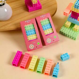 KOMI迷你拼图积木荧光笔，可连接，适合女孩、青少年、学生，ins风彩色记号笔，防褪色，柔和色调