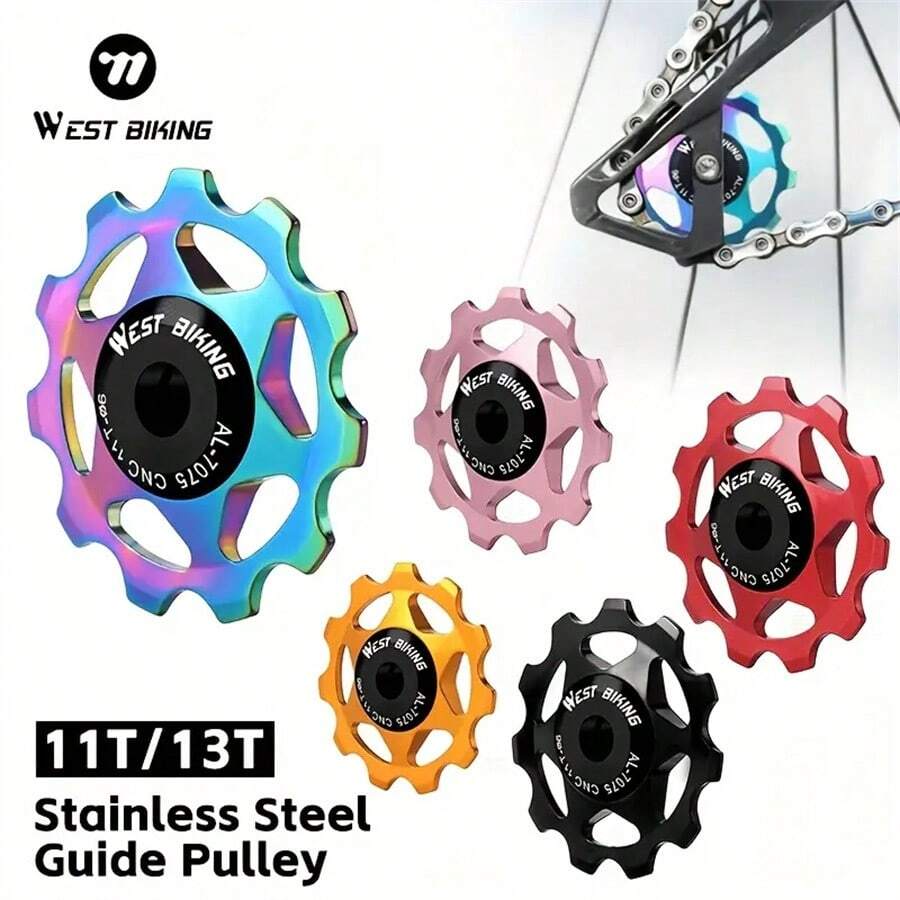 WEST BIKING Heavy-Duty Aluminum Alloy Derailleur Pulley Wheel - 11T/13T Rear Pulley Wheel With Bearings, Compatible With 11T/13T Bicycles, Smooth Operation And Low Noise, Bicycle Maintenance, Fashionable Bicycle Accessories, Bicycle Parts - Multicolor - View 1