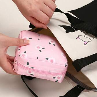 Cute Cartoon Sanitary Pad Storage Bag, Large Capacity Women's Menstrual Pad Storage Pouch, Portable Travel Bag