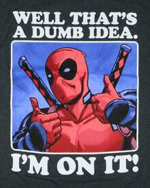 Marvel Deadpool T-Shirt Men's That's A Dumb Idea Big And Tall Tee - Xám - Xem 2