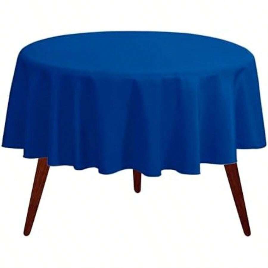 Gee Di Moda - Mantel redondo de 120 pulgadas, color morado para mesas redondas de 60 a 96 pulgadas, tela lavable resistente, para mesa de buffet, fiestas de día festivo, cenas, bodas y baby shower(81.3 cm (Redondo) Azul real) - Multicolor - Ver 1