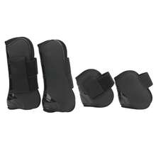 4 PCS Horse Tendon Boots Adjustable Front and Hind Horse Leg Boots for Horse Exercise Training and JumpingBlack L - Negro - Ver 1