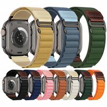 Loop With Leather Design Compatible With Apple Watch Bands Ultra 3 2 1 (49mm) & Series 11 10 9 8 7 6 5 4 SE (46mm 45mm 44mm) Series 3 2 1(42mm) , Soft Stretchy Nylon Sport Band Compatible With IWatch Men Women - 44/45/46/49mm - View 8