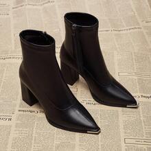 Nuevas botas de tobillo para mujer, botas Chelsea, estilo western con cremallera lateral, tacones altos, Otoño/Invierno 2025 - Negro - Ver 3
