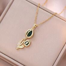 1pc Stainless Steel Zirconia Chain With Flower Pendant Necklace, Fashionable Jewelry, Versatile Minimalist Design, Gift Accessory - Multicolor - View 12