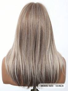 18 Inch Elegant Gray Long Curly Wig With Highlights And Bangs - Dark Roots To Light Ends, Synthetic Fiber Wig, Suitable For Women For Daily, Party, Holiday, Travel, Halloween, Christmas, New Year, Carnival, Music Festival, Cosplay And Other Occasions, Ideal Gift For Girls, Summer Graduation, Ready-Made Gift, Halloween And Christmas Gifts - 挑染棕色 - 查看 6