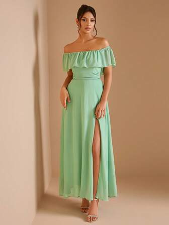 Şık, Tek Renk, Omuzdan Askılı Gelinlik Modelleri, Uzun Elbise