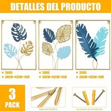 Set de Decoracin de Metal Dorado, 3PCS Decoracion Sala, Adornos para Pared, Cuadros Decorativos para Comedor, Decoracin de Metal Minimalista - 43 * 30cm, para Hogar, Oficina Estilo AEF - Dorado - AEF - Ver 4