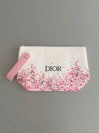 Dior Bolsa de maquillaje con estampado floral rosado para mujer, de gran capacidad, adecuada para viajes de negocios, turismo y uso diario, puede almacenar cosméticos, organizador de maquillaje para damas