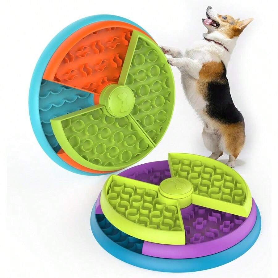 3-Layer Slow Feeder Dog Bowl With Interactive Puzzle Design In Red Color Reduces Boredom And Anxiety For Small Medium And Larger Dogs Non-Slip Food Puzzle Feeder Toy Set Includes 2 Pieces For Mental Stimulation And Healthy Eating Habits - 橙色和紫色 - 查看 1