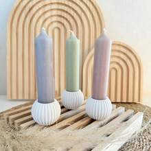 2件套DIY粘土模具：复活节兔子头造型托盘/碟子、条纹圆形烛台、垂耳兔子托盘、条纹小收纳盒、椭圆形兔子托盘、球形竖条纹花盆/烛杯，适用于工艺品制作和手工制作 - 白色 - 查看 7