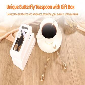 60 Count (30 Boxes) Butterflhaped Drink Scoop Butterflhape Teaspoons, Butterflpoon Set Elegant Butterfly Coffee Scoop, Souvenirs For Bridal Showers