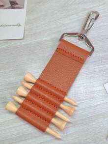 1 pieza (incluye pinchos) Soporte de pinchos de golf de cuero PU, llavero portátil para almacenamiento de pinchos de deportes al aire libre