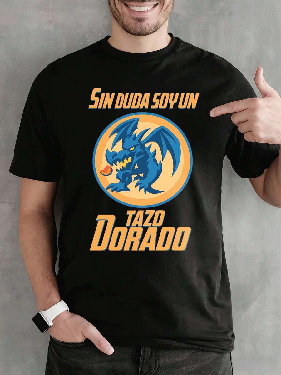 Dragon Graphic Print T-Shirt, Autumn, Crew Neck, Loose Fit, Casual, Comfortable Fit, Unique Graphic Print - Preto - Ver 1