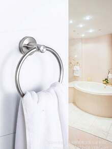 6件套浴室收纳整理套装，包括不锈钢毛巾杆、毛巾环、纸巾盒和浴袍挂钩 - 彩色 - 查看 5