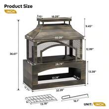 37 In.Steel Outdoor Wood Burning Fireplace With Wood Storage Rectangular Freest - 1 - 查看 8