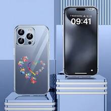 Cubierta de teléfono transparente para combinaciones de moda,Cubierta transparente para iPhone con diseño de corazón multicolor y flores brillantes colorido protector de pantalla para uso diario y ocasiones especiales Aplicable a teléfonos Apple y Galaxy. Adecuado para teléfonos Apple y Galaxy. - transparente - Ver 2
