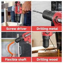Cute Cordless Brushless Impact Driver Set 20V Electric Power Drill With Battery Charger 59 Pcs Accessories High Torque 2 Speed For Furniture Assembly Muebles Repair Car Maintenance Inflatable Pools Tools For Men Christmas Mothers Day Fathers Day Halloween Birthday Men Gifts - 紅色 - 查看 9