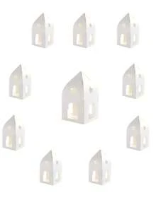 10个白色城堡造型透明窗口礼盒，适用于婚礼、生日、节日派对等场合 - 白色 - 查看 8