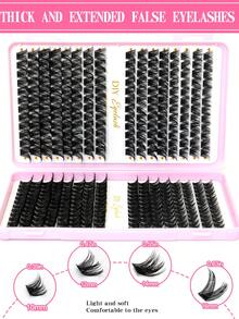 384/416pcs Individual False Eyelashes, Eyelash Book, Cluster Fake Lashes, DIY Home Eyelash Extension, Eyelash Cluster, Individual False Eyelashes, Eyelashes, Ideal For Beginners Daily Wear, Also Suitable For Weddings, Dates, Parties, Holidays, Especially Suitable For Christmas/Halloween/Gifts - Black - View 6