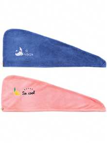1-10件女用乾髮帽，加厚珊瑚絨吸水三角帽，卡通刺繡髮巾，洗澡帽，髮飾，返校旅行度假必備，女用髮飾 - 彩色 - 查看 33