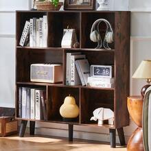 8 Cube Brown Bookshelf3 Tier Bookcase With Legs Rustic Mid-Century Modern Bookshelves Wooden Book Case Suitable For Living Rooms Study Rooms Offices And Libraries - Brown - View 5