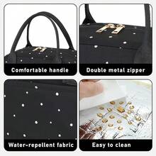 CAMTOP Lunch Box For Women Insulated Lunch Bag Lunchbox Cooler Thermal Leakproof Quilted Reusable Lunch Tote Bag For Work Schoolsss Travel Picnic (Black White Dots),BlackWhiteDots - BlackWhiteDots - View 5
