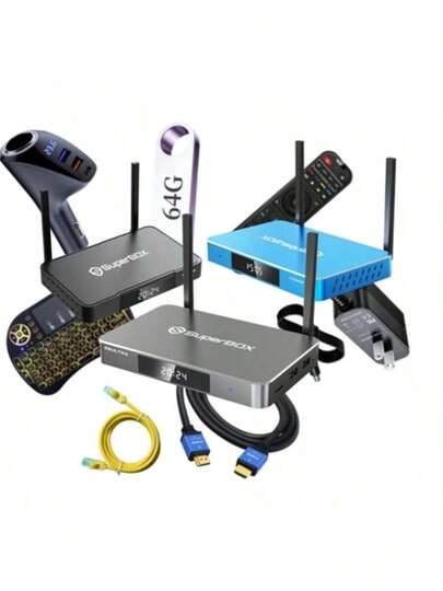 SuperBox S6 Max Blue And S6 Ultra Edition Android TV Box, S6 Pro 6K HDR, 4GB+64GB, Wi-Fi 6, Ai Voice Control, Children's Viewing Mode, Live Playback Gift Set