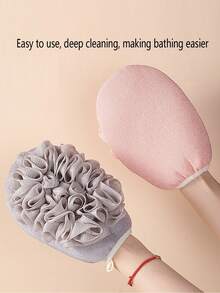 二合一浴巾浴球，双面多功能沐浴手套，柔软网状洗脸巾易起泡，亲肤搓澡球清洁工具，去除死皮，浴室配件，无香型