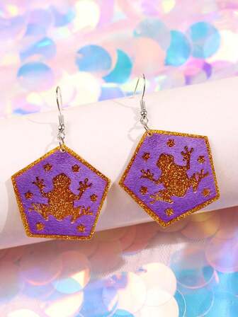 1 par de pendientes únicos y creativos de caja mágica de rana de acrílico para mujeres, joyería de fiesta