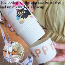 New Large Capacity Insulated Cup, Made Of 316 Stainless Steel Material, With Insulation And Cooling Capabilities. It Has A Dual Drinking Mouth And Is A Cute Doll Insulated Cup Suitable For Students And Adults. It Is A Portable Large Capacity Water Cup - 白色 - 查看 2