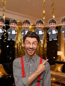 7/14/21pc Custom Groom Face Photo Paper Banner, Fun Groom Face Flag For DIY Hanging Banners Suitable For Garden And Room Decoration, Perfect Choice For Bachelorette Parties And Wedding, Bachelorette Party Decorations, Wedding Decorations, Paper Banner,Personalized Gifts,Customized Christmas Gifts,Christmas - Multicolor - View 3
